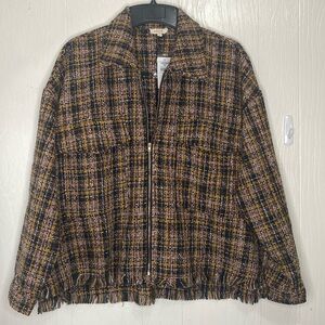 A.peach Tweed Zip Up Jacket L NWT